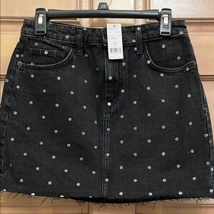 Current/Elliott Black Skirt with Silver Polka Dots
